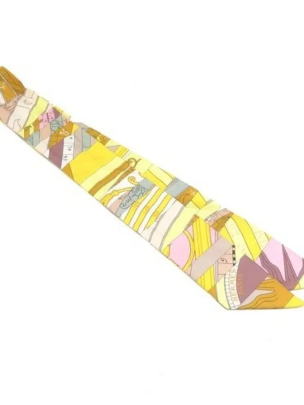 Auth HERMES Twilly Ribbon Scarf Yellow Silk - r11104a - Picture 2 of 10